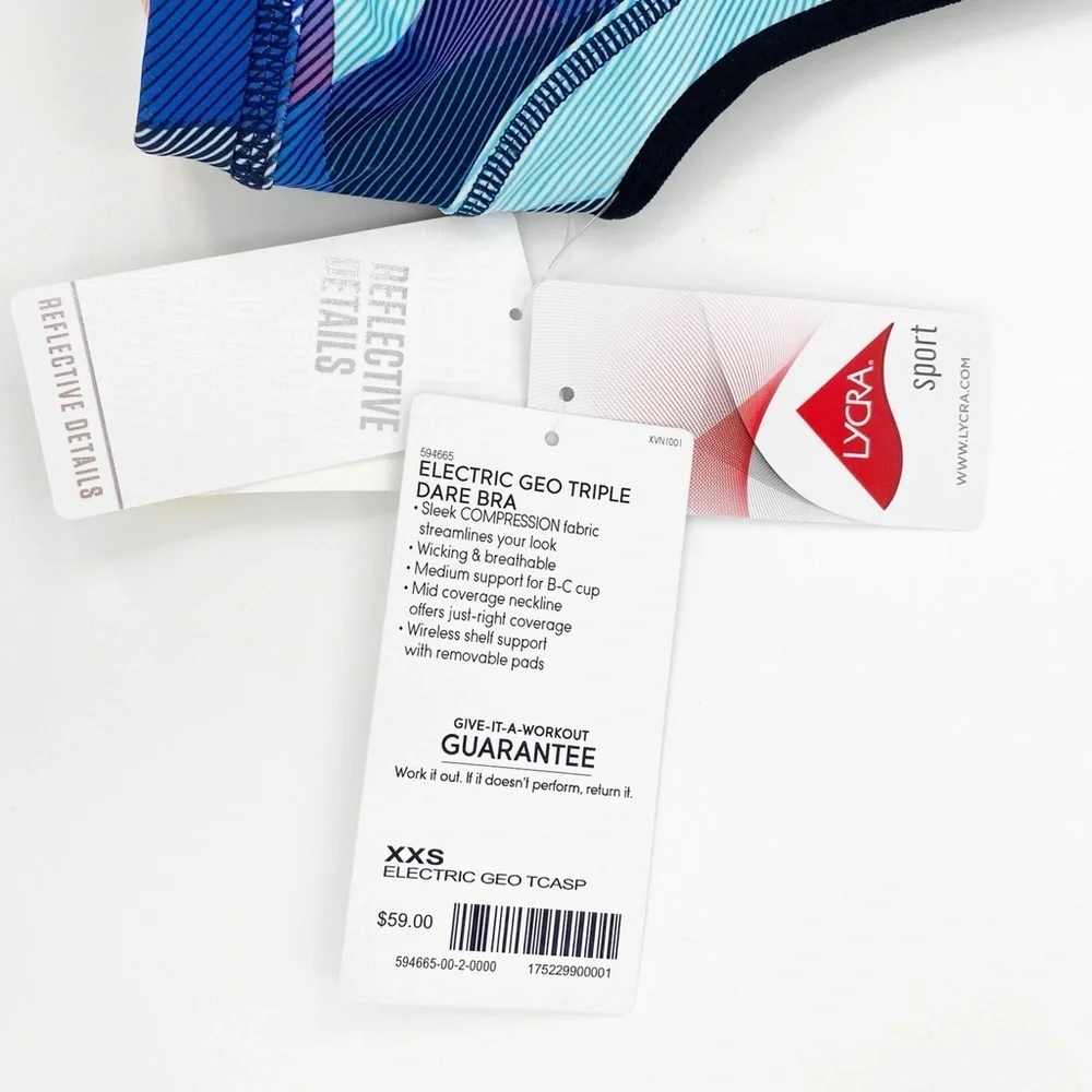 Athleta Electric Geo Triple Dare Sports Bra Cutout